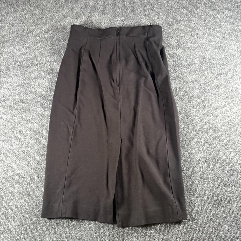 Ann Taylor LOFT Pencil Skirt Womens 26 Black Rayon Pleated Slit Front Zip Career